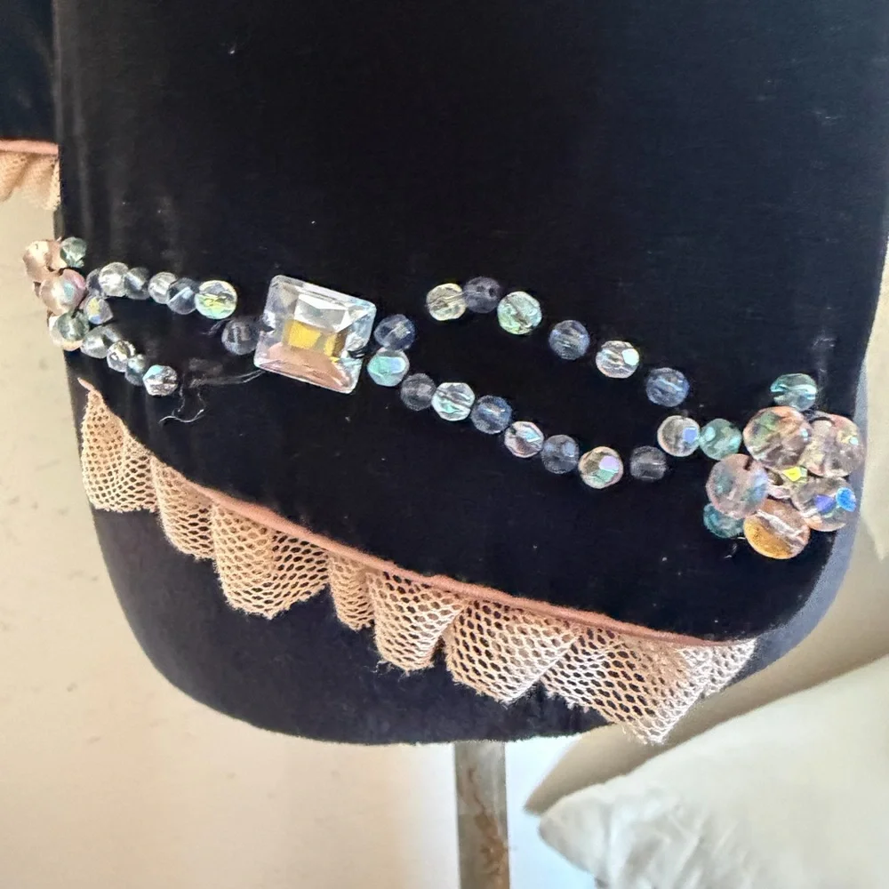 Nanette Lepore Black Velvet Blazer with Pink Trim & Beaded Accents - Picture 9 of 12